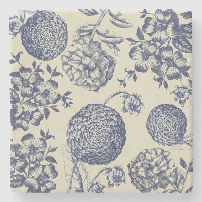 Blauer Blume Blumen Steinuntersetzer (Vorderseite)