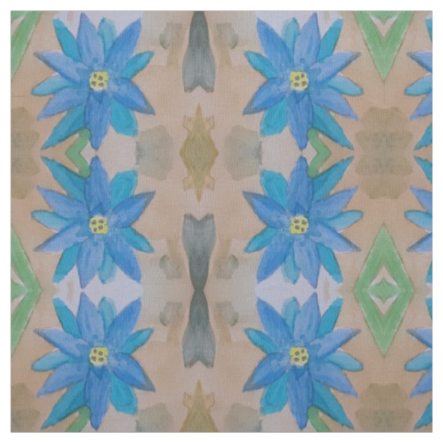 Blauer Blume Pima Baumwollstoff Stoff (Muster)
