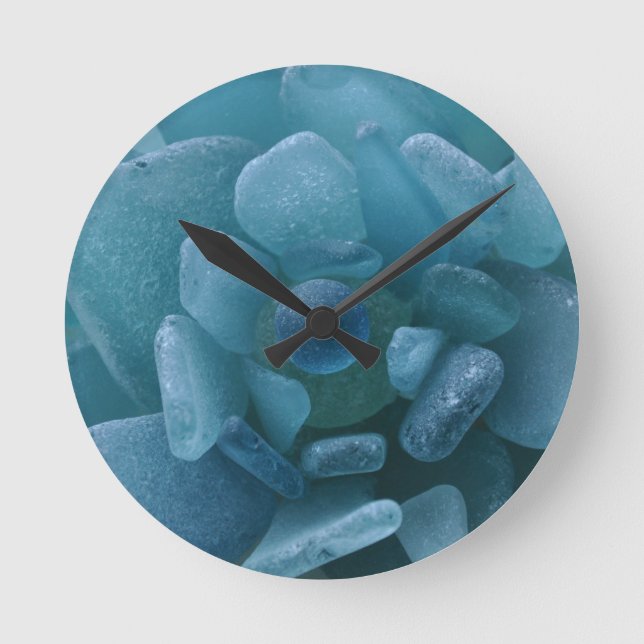Blauer Blume Runde Wanduhr (Vorderseite)