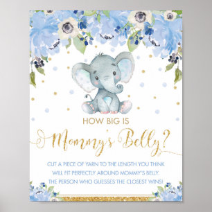 Blauer Blumen-Elefant Wie groß ist Mamas Bauch Spi Poster