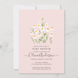 Blauer Blumen elegante Babydusche Einladung