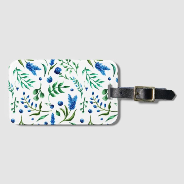 Blauer Blumen| Gepäckanhänger des eleganten (Vorderseite (Horizontal))