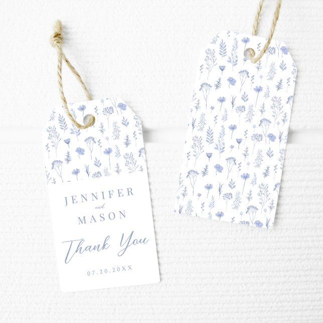 Blauer Blumen Hochzeit danke Ihnen Geschenk Gefall Geschenkanhänger (Von Creator hochgeladen)