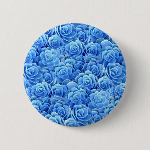 Blauer Blumen-Knopf Button