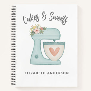 Blauer Blumen-Mixer-Bäckerei-Konditor-Notizblock Notizbuch