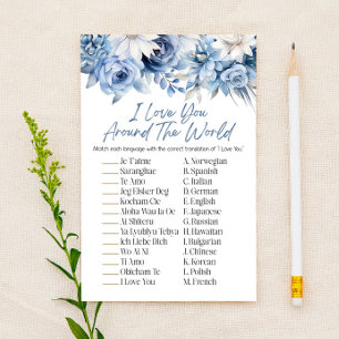 Blauer Blumen rund um das World Brautparty Game Briefpapier
