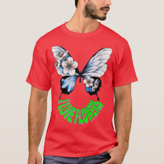 Blauer Blumen Schmetterling T-Shirt