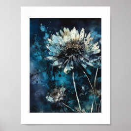 Blauer Blumen Sommer Cyanotype Poster
