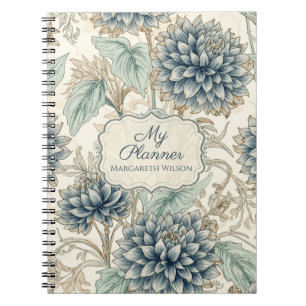 Blauer Blumen-Tagesplaner-Schüler-Notizbuch Notizblock