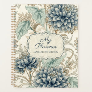 Blauer Blumen-Tagesplaner-Schüler-Notizbuch Planer