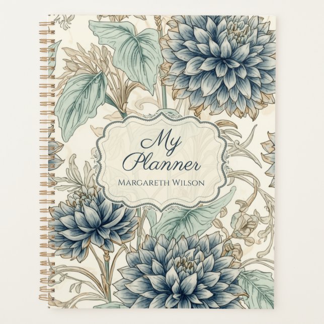 Blauer Blumen-Tagesplaner-Schüler-Notizbuch  Planer (Vorderseite)