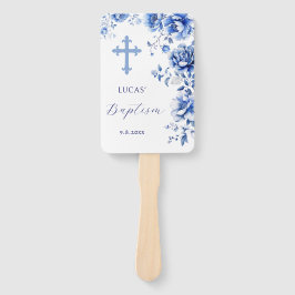 Blauer Blumen Taufe Fächer