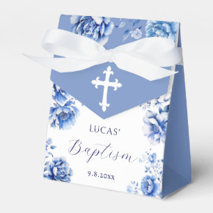Blauer Blumen Taufe Zelt Geschenkschachtel