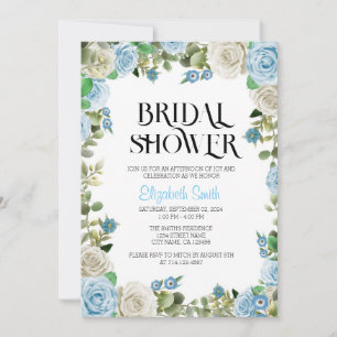 Blauer Blumenblauer Brautdusche Vorlage