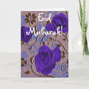 Blauer Blumenblumenstrauß Eid Mubarak Feiertagskarte