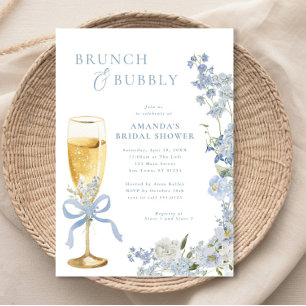 Blauer Blumenbrunch und knackiger Champagner Glass Einladung