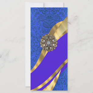 Blauer Blumendamast und Goldband