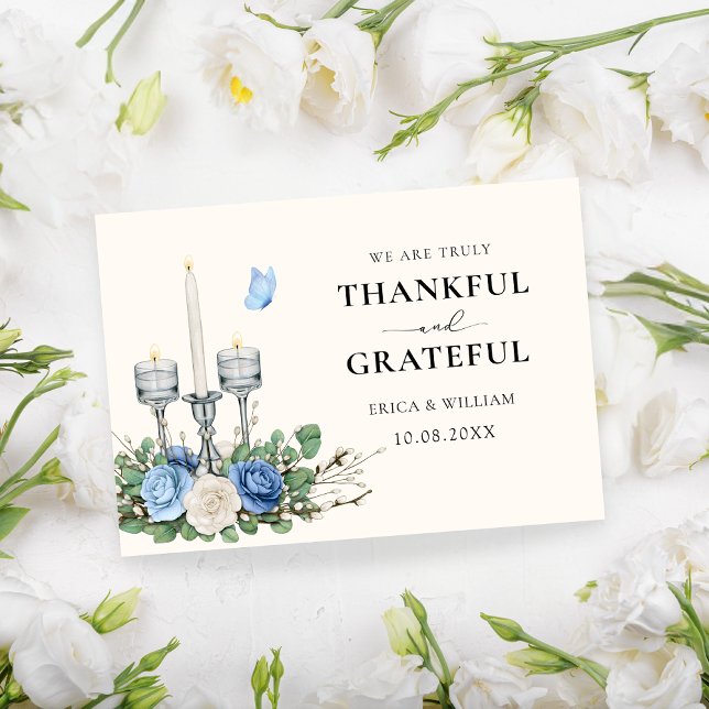 Blauer Blumendekor Dankeskarte (Von Creator hochgeladen)