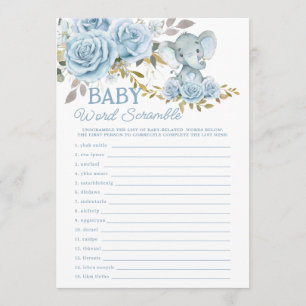 Blauer Blumenelefant Baby Wortverwirrungsspiel Mitteilungskarte
