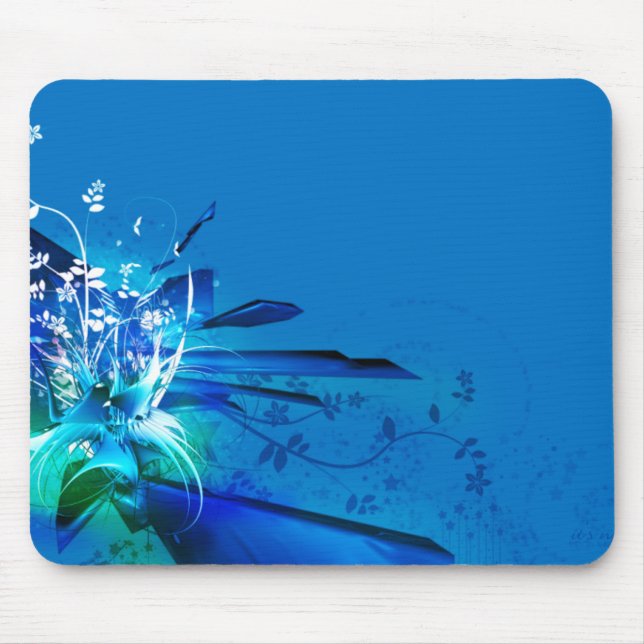 Blauer Blumenentwurf Mousepad (Vorne)