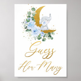 Blauer Blumengarten Elefant schätzt wie viele Zeic Poster