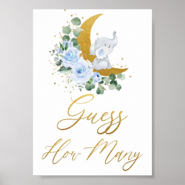 Blauer Blumengarten Elefant schätzt wie viele Zeic Poster (Vorne)