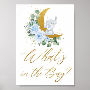 Blauer Blumengarten Elefant Was in der Tasche ist Poster