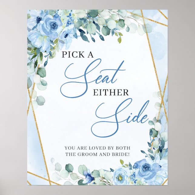 Blauer Blumengarten Gold Wählen Sie einen Platz au Poster (Vorne)