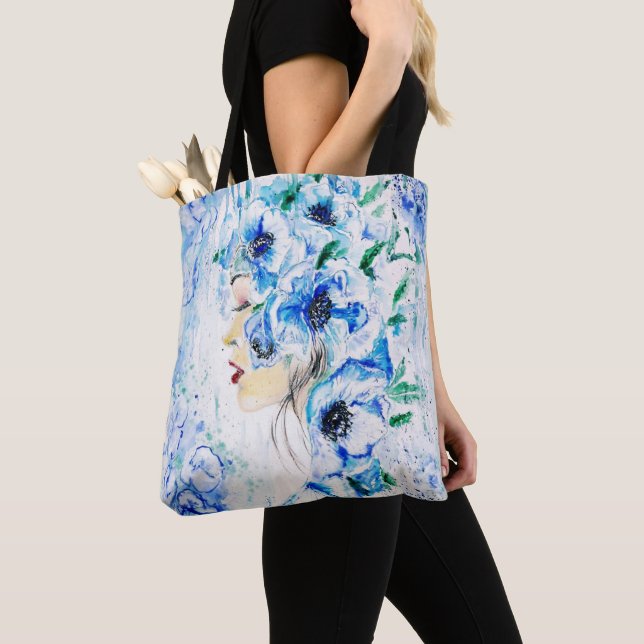 Blauer Blumenhain Frau Tote Tasche (Von Nahem)