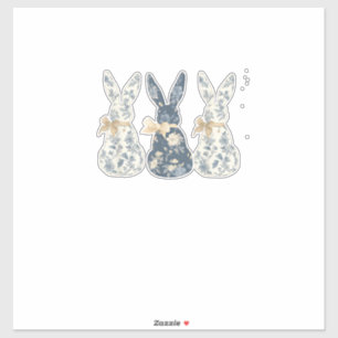 Blauer Blumenhase süßer glücklicher Ostertag Coque Aufkleber