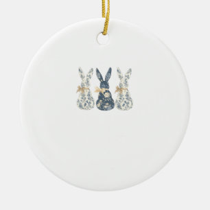 Blauer Blumenhase süßer glücklicher Ostertag Coque Keramik Ornament