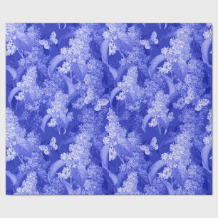 Blauer Blumenhintergrund und Schmetterlinge Geschenkpapier