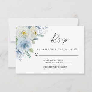 Blauer Blumenkorb Hochzeitskarte RSVP Karte