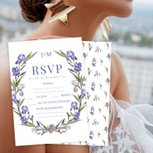 Blauer Blumenkranz RSVP-Karten