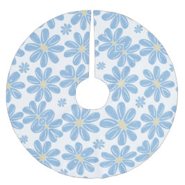 Blauer Blumenmuster-Baumrind Polyester Weihnachtsbaumdecke