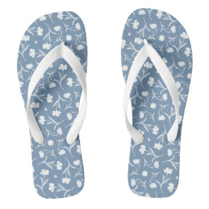 Blauer Blumenmuster Blau Grau Weiße Freiheit Elega Flip Flops