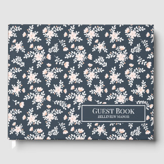 Blauer Blumenmuster Urlaub Zuhause oder Miete Gästebuch