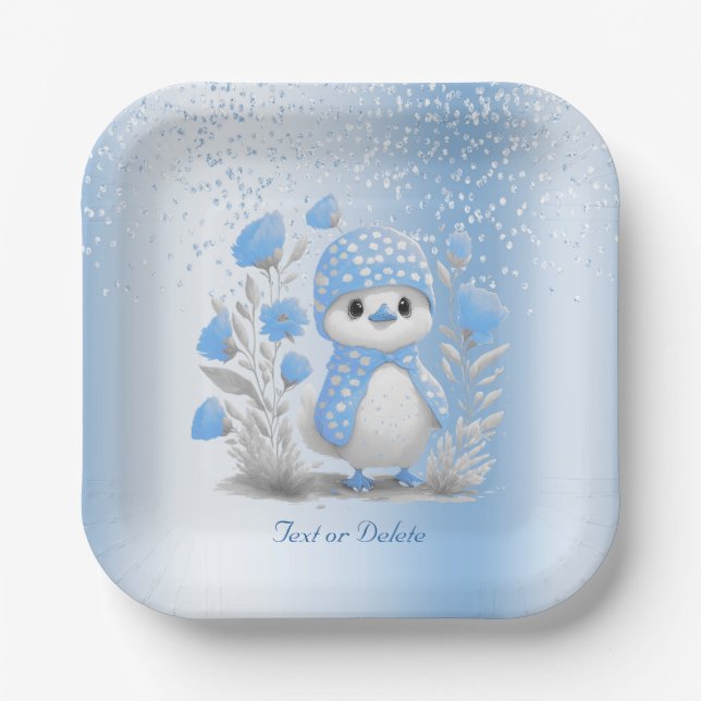 Blauer Blumenpapier für Wasserfarbenduck Pappteller (Vorderseite)