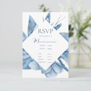Blauer Blumenrahmen RSVP Karte