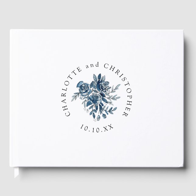 Blauer Blumenstrauch Gästebuch (Vorderseite)