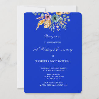 Blauer Blumenstrauß 50 Jahre Hochzeit Einladung