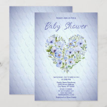 Blauer Blumenstrauß Baby Dusche Einladung