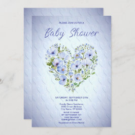 Blauer Blumenstrauß Baby Dusche Einladung