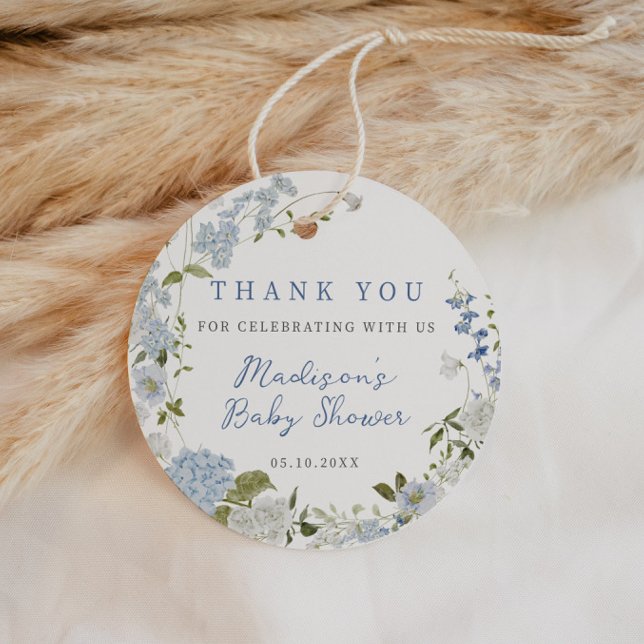 Blauer Blumenstrauß Babydusche Geschenkanhänger (Von Creator hochgeladen)