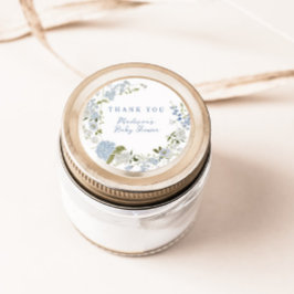 Blauer Blumenstrauß Babydusche Runder Aufkleber