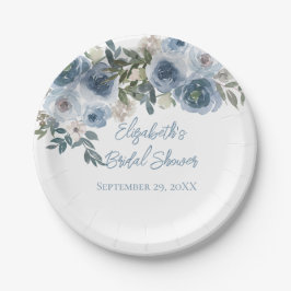 Blauer Blumenstrauß Blaues Brautparty Pappteller