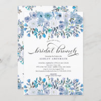 Blauer Blumenstrauß Brautparty Brunch