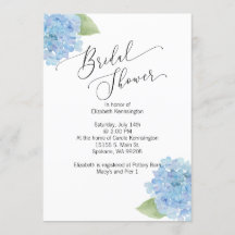 Blauer Blumenstrauß Hydrangea Bridal Dusche Einlad