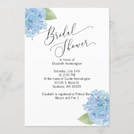 Blauer Blumenstrauß Hydrangea Bridal Dusche Einlad Einladung