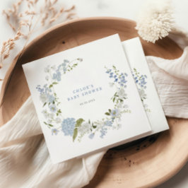 Blauer Blumenstrauß Kinderdusche Einladung Serviette